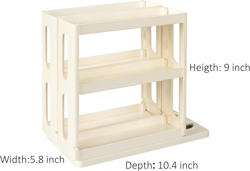 Dutiplus Medicine Organizer 2 Three-Decker Shelves Cabinet Storage Rack Organizer for Holding Vitamins, Supplements Cosmetics (9”H x 5.8”W x 10.4”D) (Natural White) - Image 3